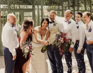 WeddingCoupleBrideGroomLoveReceptionGroupFlowersParty